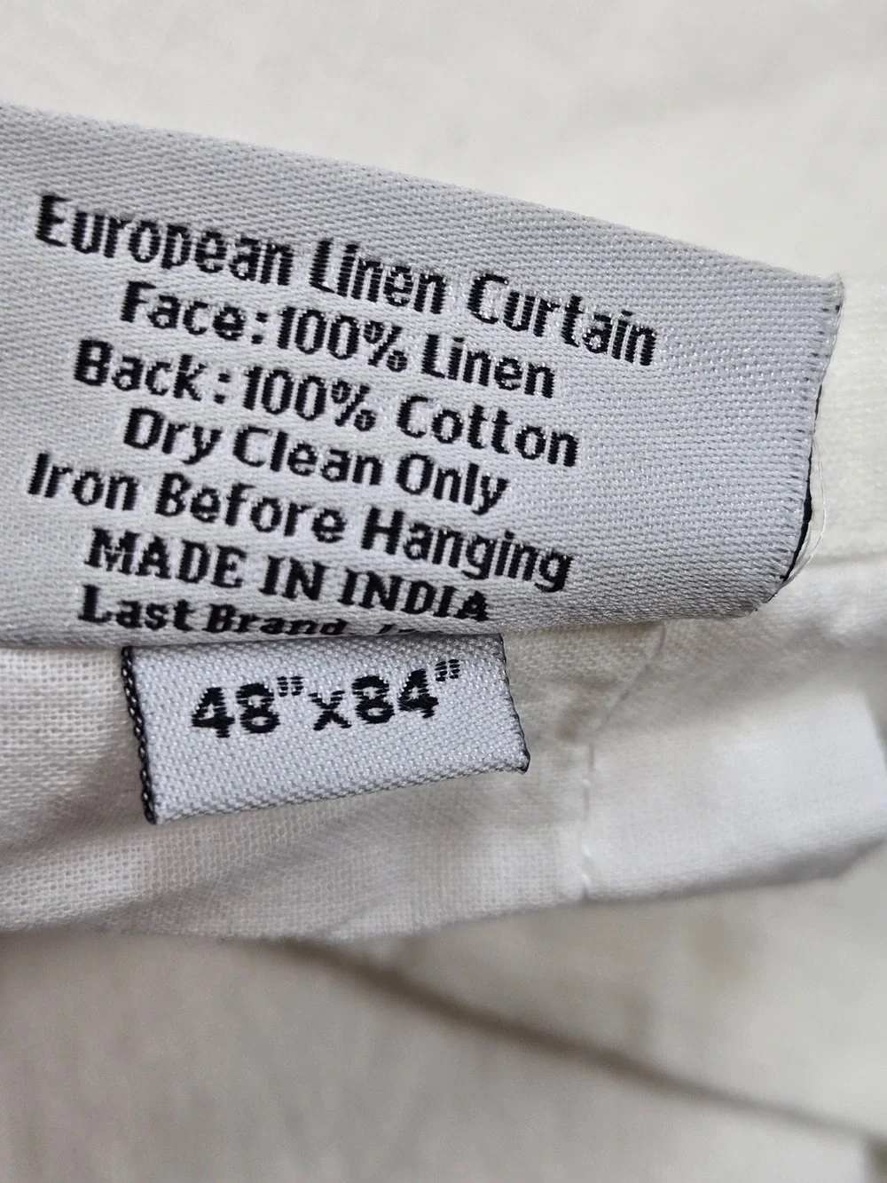 QUINCE Set Of 2 48x84 European Linen Curtains White 9532